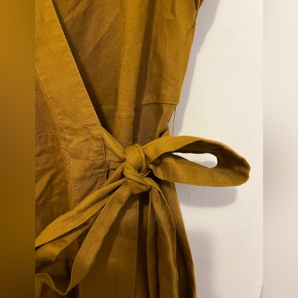 MADEWELL Linen-Blend Ruffle-Sleeve Wrap Midi Dress Cotton - Picture 4 of 10